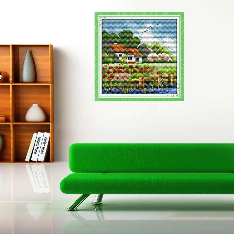 

Spring Scenery DIY Handmade Needlework Counted 14CT Printed Cross Stitch Embroidery Kit Set Home Decoration Q6PE