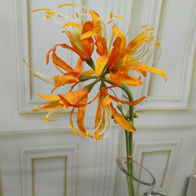 2 Forks artificial higanbana flower branch fake orchid silk flowers home wedding table decor | Дом и сад