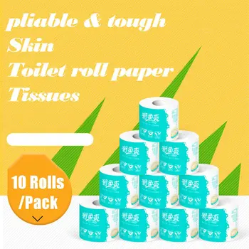 

10PCS 4-ply Disposable Paper Towel Rolls Kitchen Bathroom Restroom Toilet Tissue Household Cleaning Tools Wood Pulp Paper Towels
