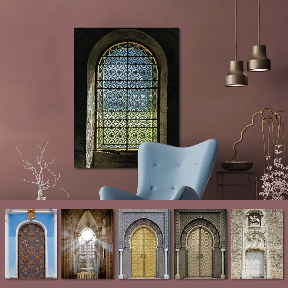Архитектурный пейзаж марокканские двери окна художественный принт постеры