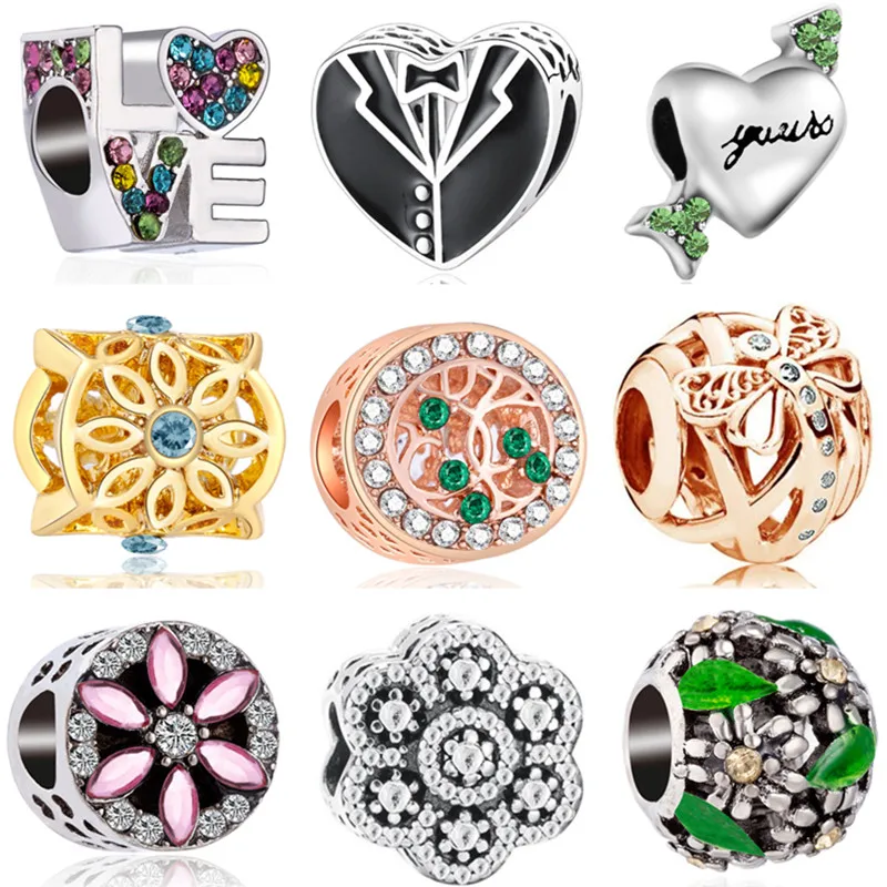 

Simple Style Small Ball Butterfly Bowknot Tree Arrow Hearts Beads Charms Fit Original Pandora Bracelets for Women DIY Pulsera