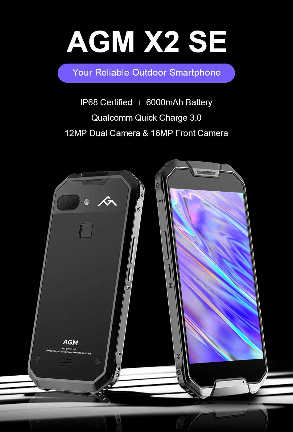 AGM X2 SE IP68 прочный телефон 6G 64G MSM8976SG Восьмиядерный Android 7,1 задний двойной 12MP передний 16MP 5,5 "AMOLED экран LTE мобильный телефон