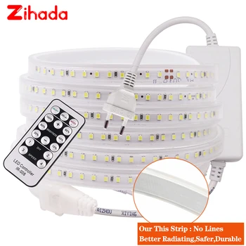

LED Strip Light AC 220V 2835 Waterproof led strip High Brightness 120LEDs/m Flexible Kitchen Outdoor LED Light With Remote EU