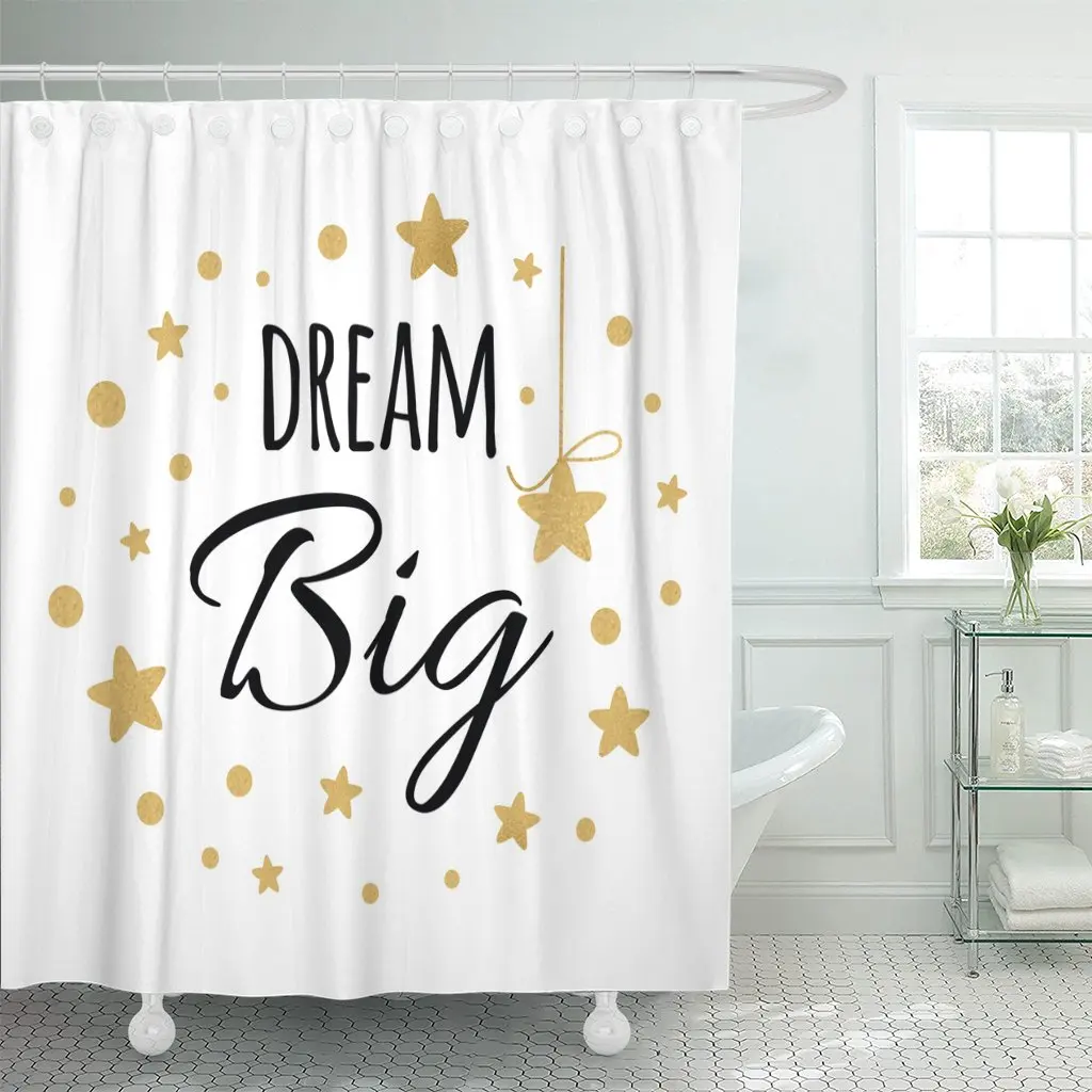 Dream Big Inspiration Quote Lettering Phrase Decorated Golden Stars