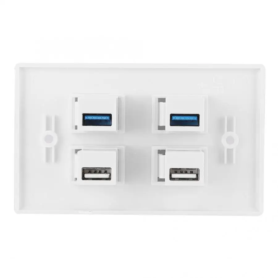 USB Plate Panel 2 USB2.0+ 2 USB3.0 Port Information Panel Wall Plate for Home Office Hotel USB Wall Panel