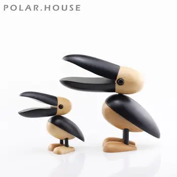 

Nordic Wooden Bird Figurines Toucan Figure Home Decor Ornaments Room Decoration Accessories Animal Dolls Holiday Gift Toys