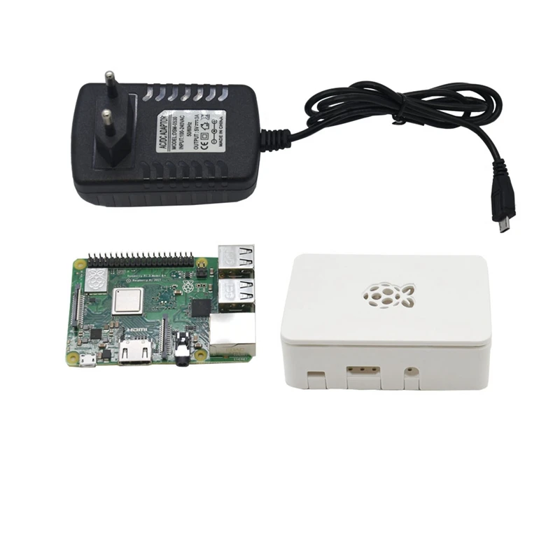 Raspberry Pi 3 Model B+(Plus)+ Abs чехол+ 5V 3A Мощность адаптер с поддержкой Wi-Fi и Bluetooth Декодер каналов кабельного телевидения штепсельная вилка европейского стандарта