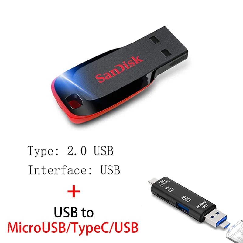 Флеш-накопитель sandisk, 128 ГБ, 64 ГБ, 32 ГБ, 16 ГБ, мини USB флеш-накопитель, 32 64 128, 16 ГБ, флеш-накопитель, 2,0, USB флешка, диск на ключ, память для телефона - Цвет: CZ50 Y211