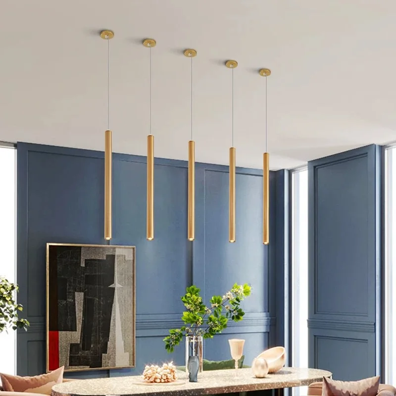 Pendant Lamp LED Long Tube Silver copper Rose Golden Island Bar Counte Shop Room Kitchen Fixtures Hanglamp Luminaire Light pendant lights,vintage pendant lights