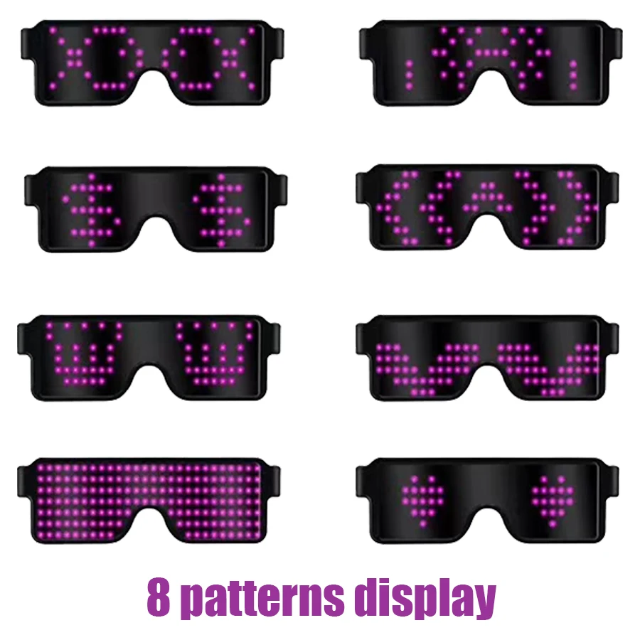 Blue KOBWA Light Up Eyeglasses Flashing Shutter Neon Glowing Glasses Multicolor LED Luminous Glasses with 8 Modes for Party Christmas Birthday 