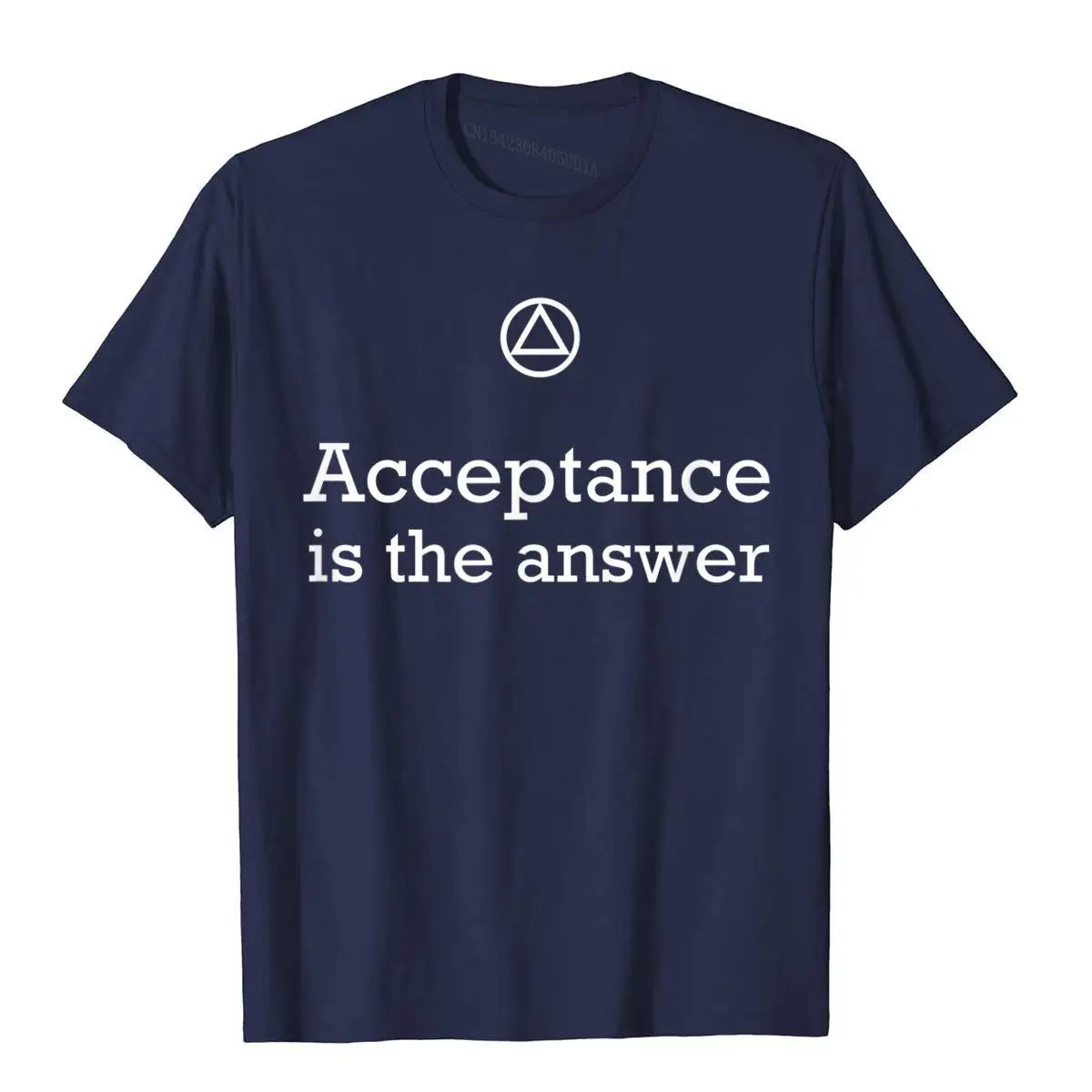 Acceptance Is The Answer AA 12 Step Recovery T-Shirt__B10275navy