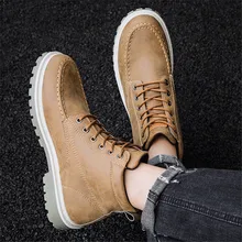 Новые кожаные ботинки; мужские водонепроницаемые ботинки; крутые мотоциклетные сапоги; удобная мужская зимняя обувь; мужские кожаные ботильоны с высоким берцем