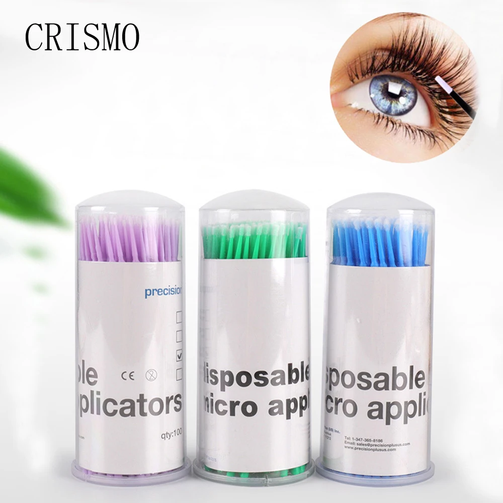 

CRISMO 100Pcs Disposable Micro Eyelash Brushes Mascara Wands Applicator Wand Lash Removing Swab Micro Brush Extension Tools
