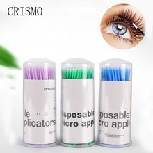 CRISMO 100Pcs Disposable Micro Eyelash Brushes Mascara Wands Applicator Wand Lash Removing Swab Micro Brush Extension Tools