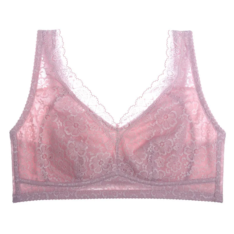 Plus Size Bra Lace Women's Padded Bras Sleeping Brassiere B C D Cup Push Up Lingerie Bralette Wireless Seamless Female Underwear - Цвет: bean