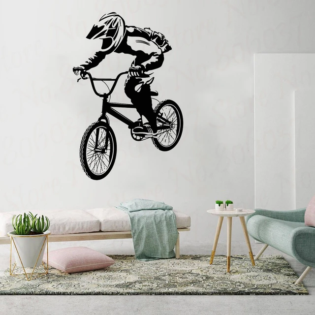 LZYMSZ Sticker Mural Vélo, VTT vinyle Autocollant Mural, Sports Extrêmes  vélo Art Silhouette Murale pour Homme Enfants Garçons Chambre Décor à la  Maison (5) : : Cuisine et Maison