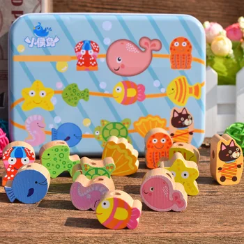 

Baby DIY Fruit Cartoon Logwood Wooden toy Animal Stringing Threading Wooden Beads Educational Monterssori toy for children Gift