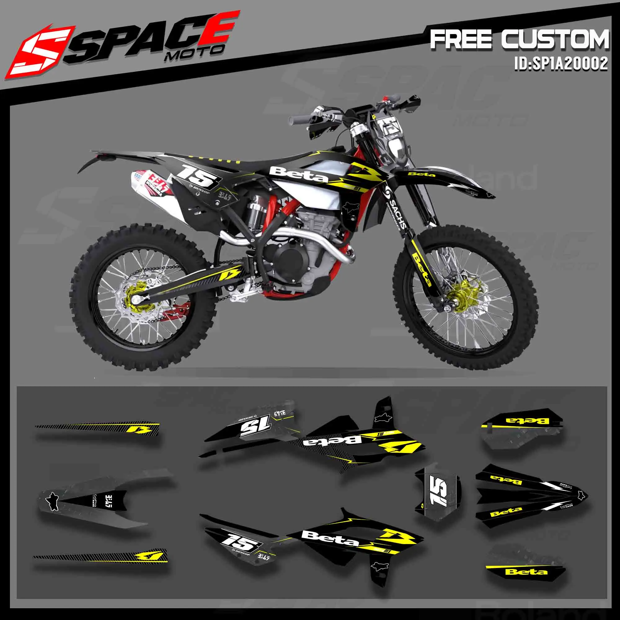 

SPACEMOTO Motorcycle Team Graphic Decal & Sticker Kit For BETA RR 20-22 2020 2021 2022 Sticker