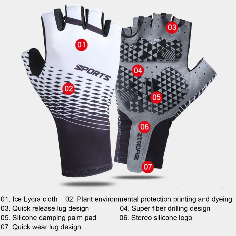 Sport Gloves 1Pair Men Cycling Gloves Thick Anti-Slip Half Finger Gloves Mittens for Gym Breathable Climbing Wear-Resistant