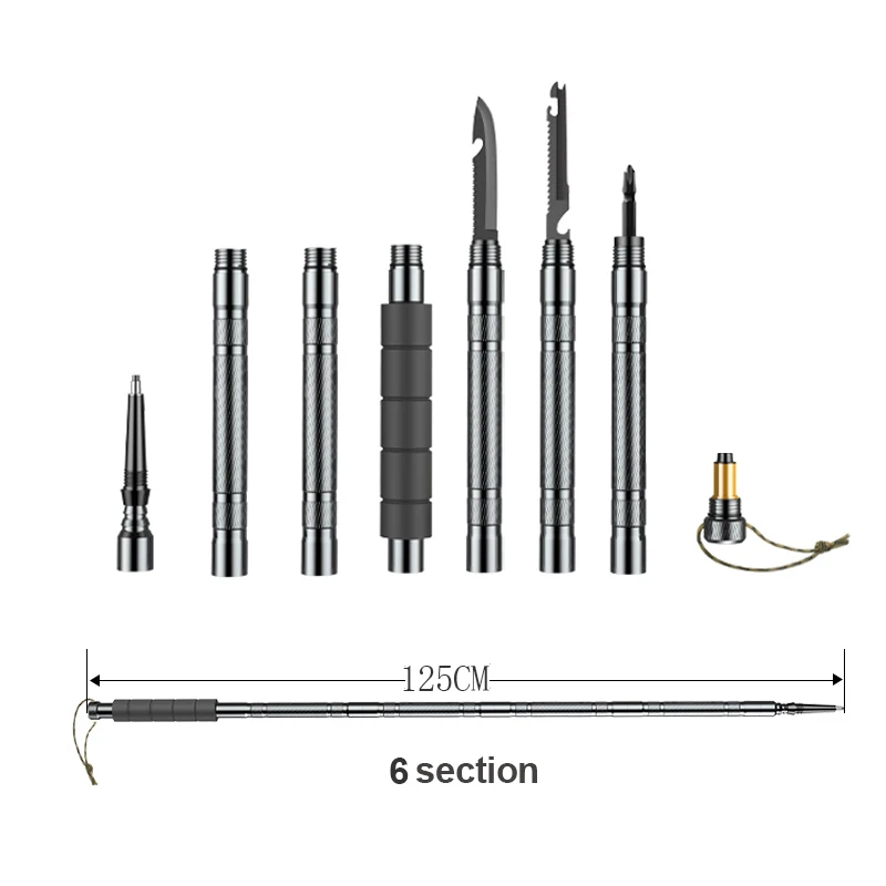 BSWolf палки для ходьбы, трекинга, палки для наружной защиты, тактическая ручка многофункциональная алюминиевая легированная альпеншток, походные палки - Цвет: 6 sections