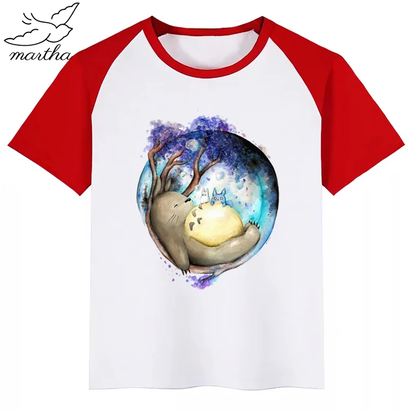 Totoro/Новая летняя детская футболка с принтом Футболка с круглым вырезом и короткими рукавами Повседневная футболка для маленьких девочек одежда для детей - Цвет: RedA