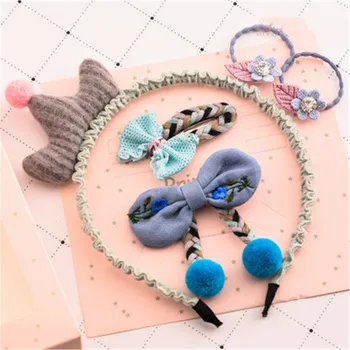 

1 Set Crown Hair Band Bowknot Hairpin Flower Hair Ring Combination Headwear 3 Colors For Women Girls Hair Accessories New