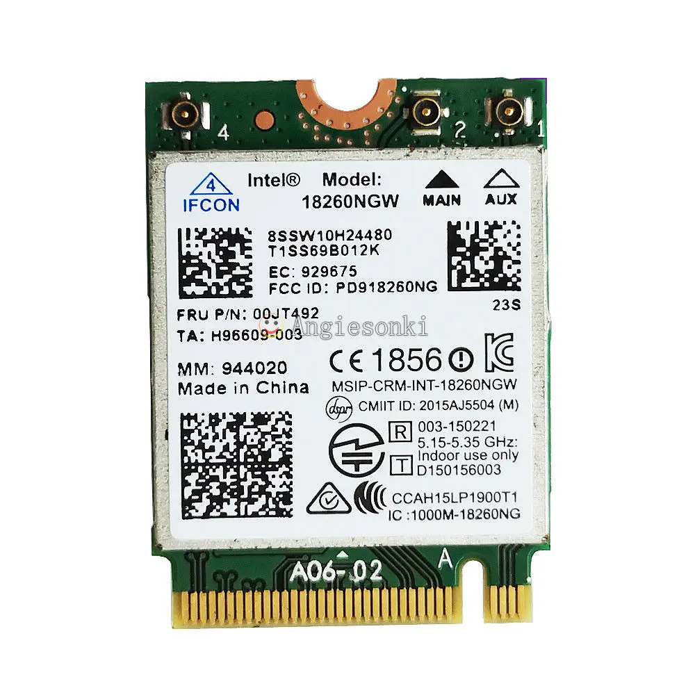 Intel wireless-ac 18260ac fru 00jt492 m.2 banda dupla 802.11ac 867mbps wifi + bt cartão para lenovo x260 t460s t460p yoga 260