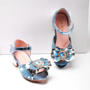 

Children's Shoes Sandals Baby Girs Rhinestone Dance Shoes fish mouth hollow high heel Aisha Princess shoes kids shoes 2.5cm2635