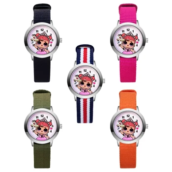 

LOL Surprise Dolls Cartoon Pretty Girl Style Children's Lol Quartz Watch Kids Student Gifts for Girls Nylon Strap Wrist Watches