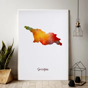 

Georgia map watercolor Map Modern City Canvas Art Print Wall Pictures for Living Room No Frame