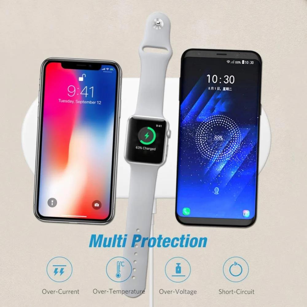 

11 3-in-1 Qi Wireless Charger Dock 5W / 7.5W /10W For iWatch3 2 For iPhone X 8 For For Samsung S9 Note 8 Fast Charging Pad