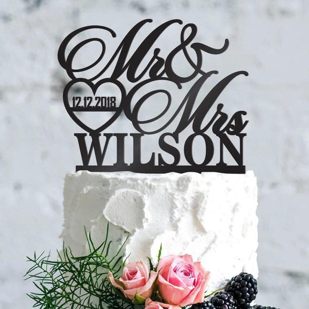 Custom Mr & Mrs Wedding Cake Topper Personalized Names Wedding Cake Topper Custom name Wedding Decoration