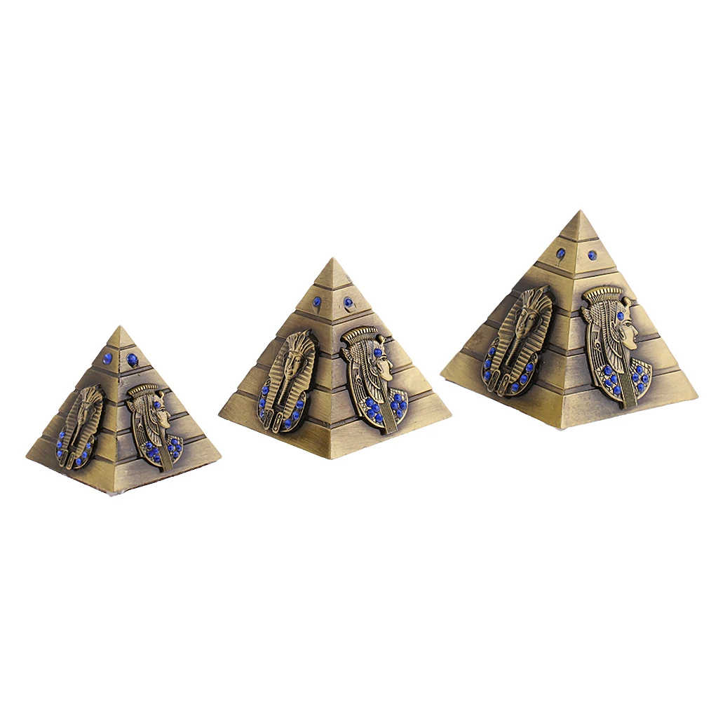 3pcs/set Metal Egyptian Pyramids Architectural Souvenir Keepsake Urn