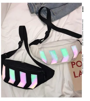 

Women Men Fashion Hip-hop Style Geometric Patterns Canvas Waist Bag Street Casual Wild Chest Bag Unisex