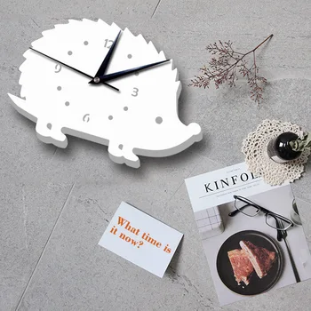 

Hot Hedgehog Wall Clock Wooden Animal Clocks Children Living Room Bedroom Office Decor Watch Fashion Creative Modern Design