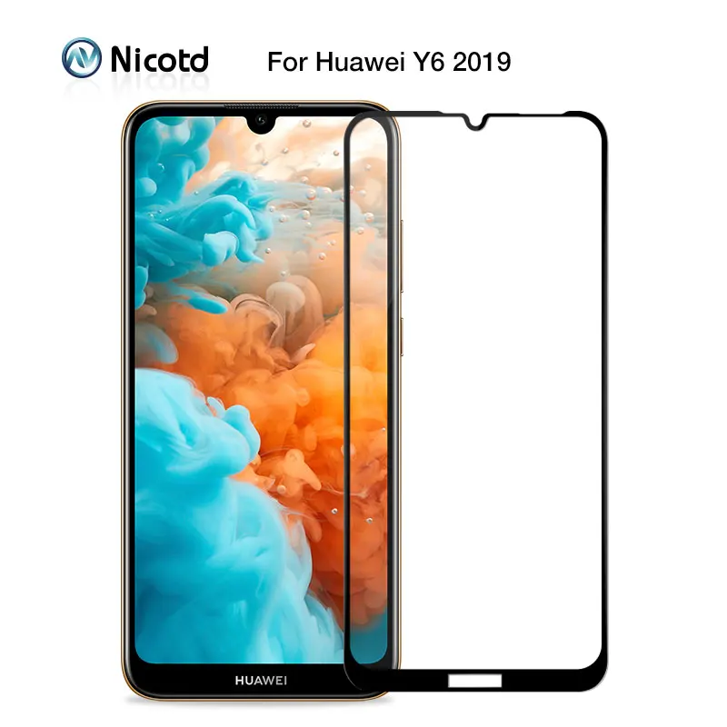 Закаленное стекло Nicotd закаленное оригинал для huawei Y6 2019 полное покрытие Защита