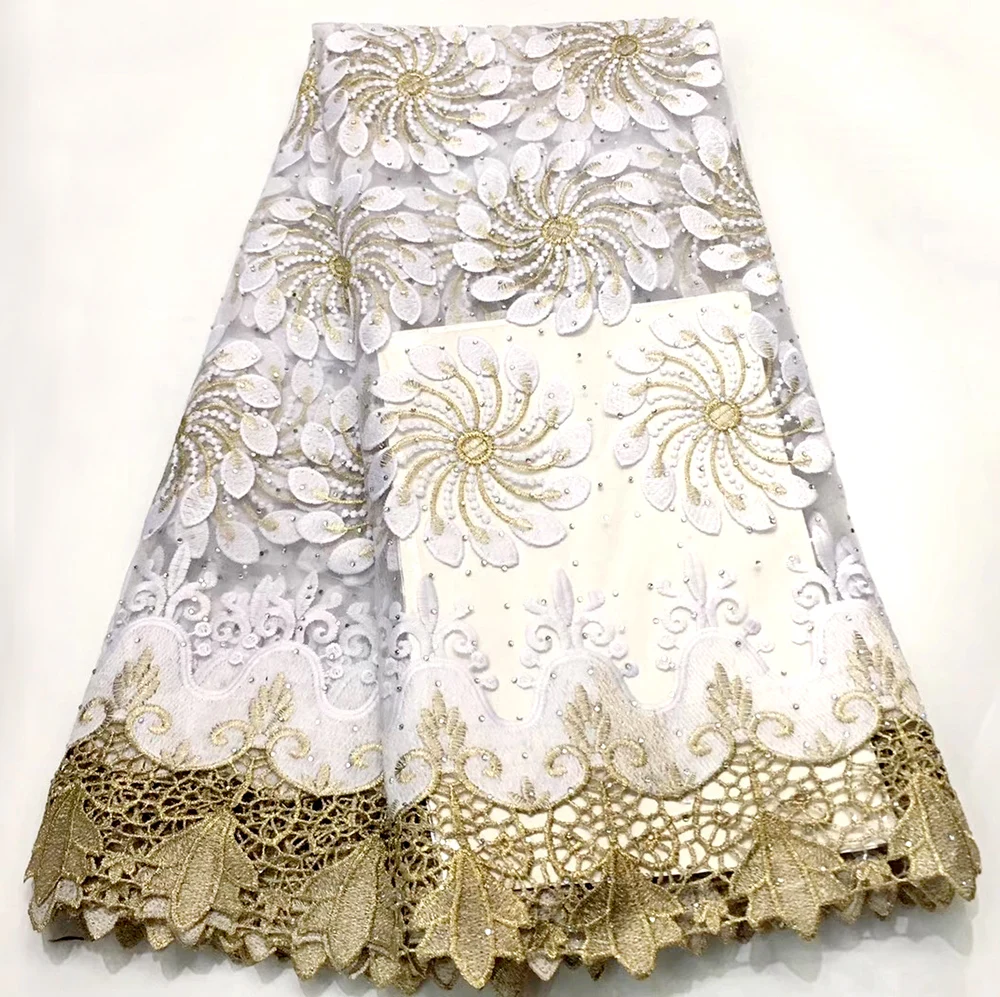 

African Tulle Lace Fabric With Stones Embroidered French Net Lace Fabric Nigerian Lace 5Yards For Party Dress