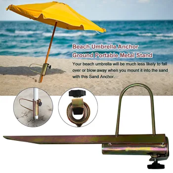

Ground Fishing Rod Beach Umbrella Holder Anchor Heavy Duty Flag Easy Use Accessories Sun Metal Stand Portable Spike Home Garden