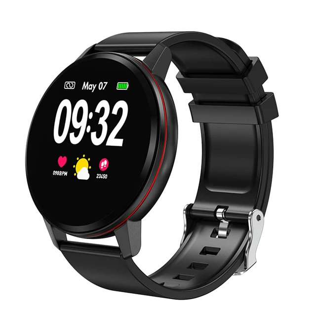 GEJIAN модные часы Smart Watch Для мужчин Водонепроницаемый крови Давление Для женщин спортивные часы детектор пульса Смарт Браслет для IOS и Android - Цвет: black