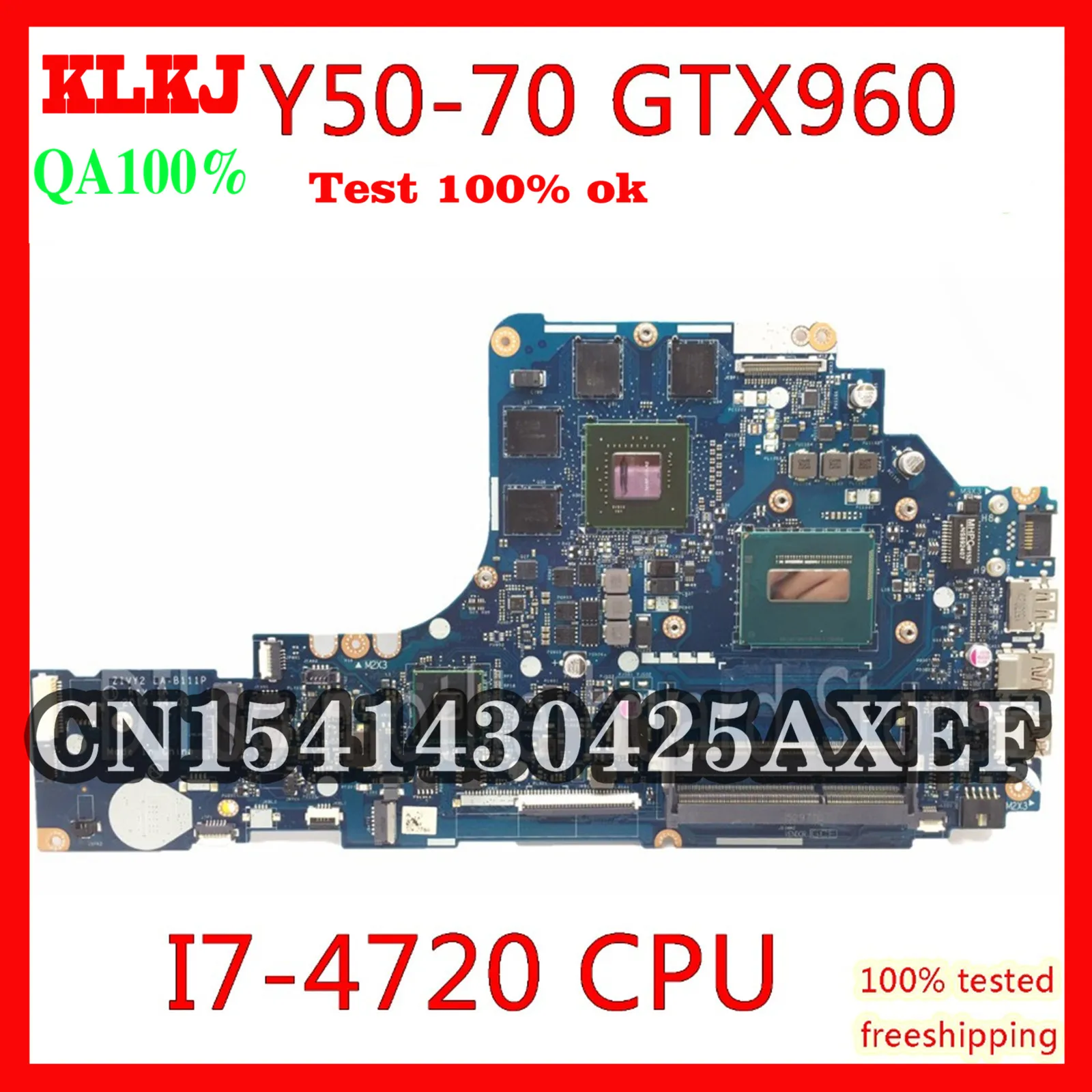 KLKJ ZIVY2 LA-B111P Motherboard For Lenovo Y50-70 Laptop i7-4720 CPU GTX960M Original Test Notebook | Компьютеры и офис