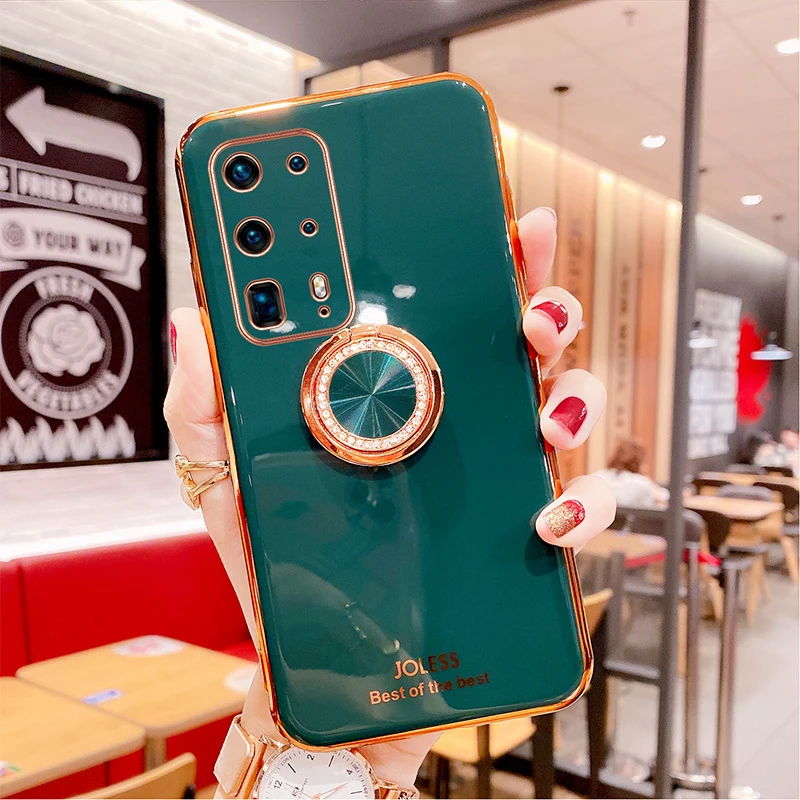 Nadege Electroplated Case For Huawei P40 lite pro P40Pro Plus E P40 lite 4G 5G P40pro Stand Ring Holder Cover Girls Gifts