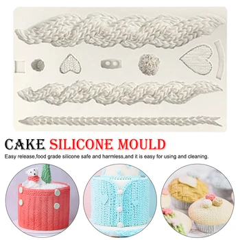 

1pcs 3D Knitting Fabric Pattern Biscuits Embossed Pad Decorating Lace Mat Tool Fondant Cake Border Chocolate Baking Molds Hot