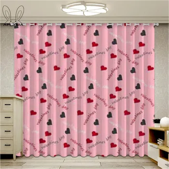 

Pink Love Curtain for Girl Baby Room Cartoon Shade Drapes Sheer Fabric for Window Bedroom Treatment Cortinas