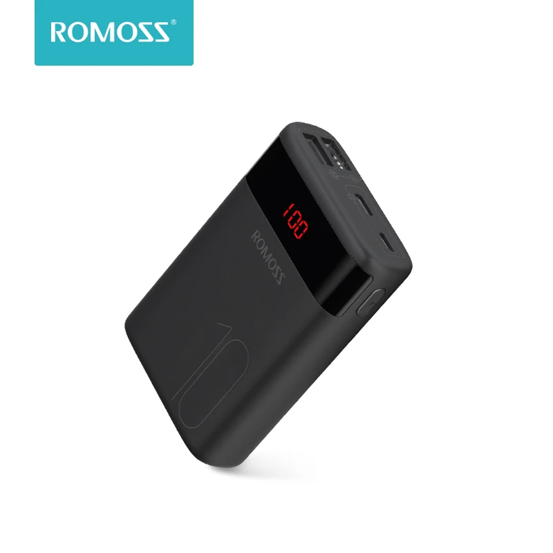 ROMOSS Ares 10 10000 мАч Внешний аккумулятор с двойным USB портом внешний дорожный размер