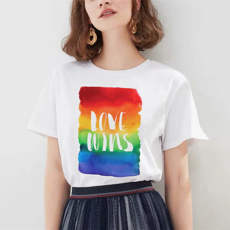 ЛГБТ Футболка Love Wins женская футболка гей love is Женская Радужная кавайная уличная