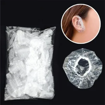 

100pcs Disposable Waterproof Transparent Ear Cover Bath Shower Salon Ear Protector Household Hair Dyeing Earmuffs