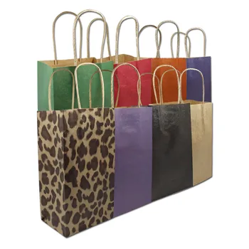 

10pcs/lot 21*13*8cm Colorful Kraft Paper Festival Gift Package Bag With Handle Wedding Birthday Party Decoration Wrapping Bags