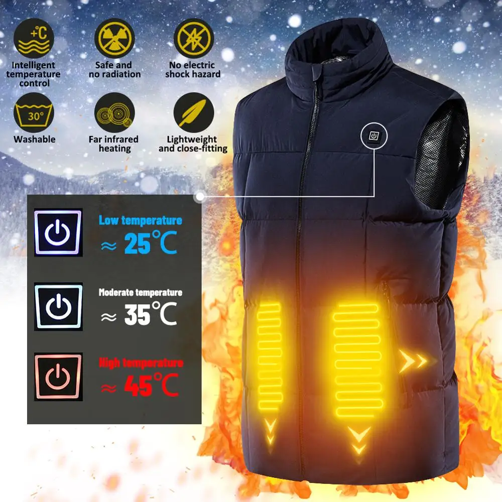 

2020 Winter Usb Washable Heated Jacket High Quality Men/Women's Warm Vest Electric Heated Waistcoat Hiking Clothing