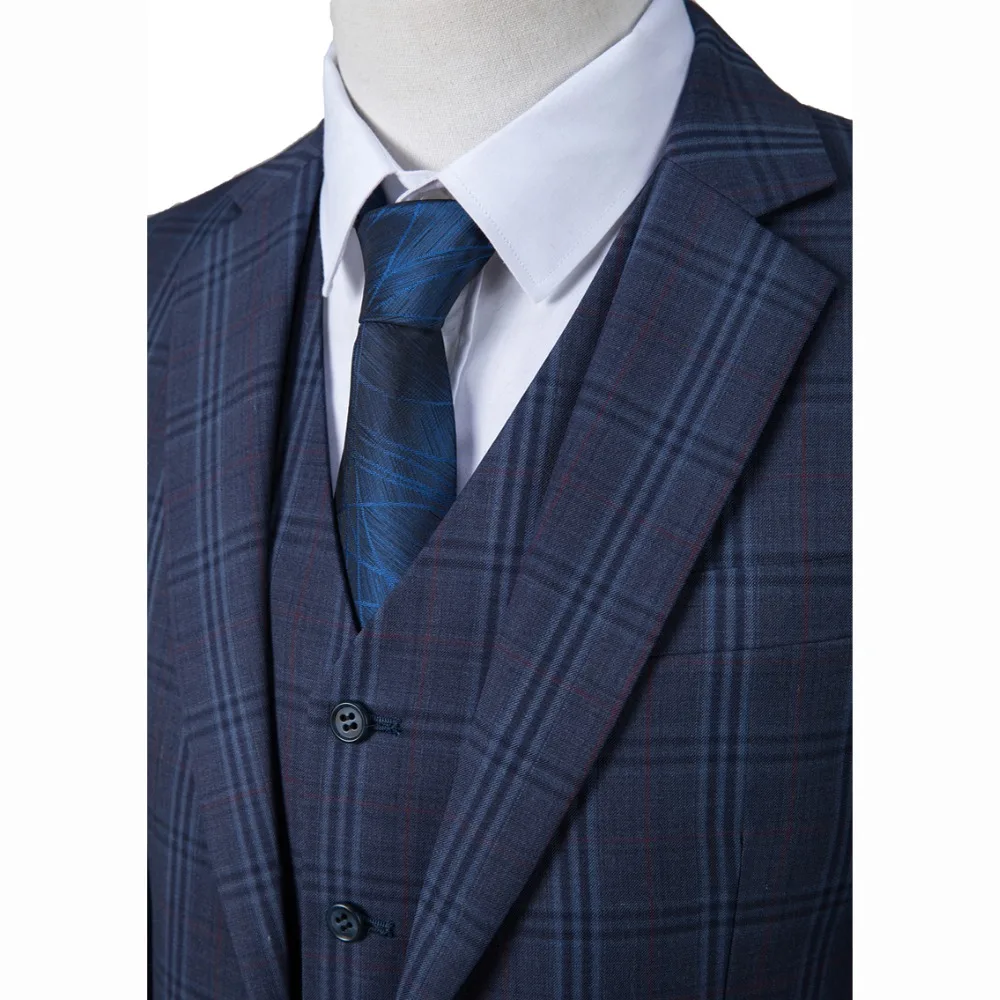 Стиль, изготовленный на заказ, высокое качество, 150 s камвольная шерсть, синее стекло в клетку, мужской костюм для свадьбы, деловой повседневный костюм