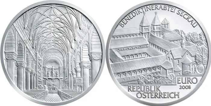 

Austria 2008 Secau Monastery 10 Euro Commemorative Silver Coin Genuine Euro Collection Real Original Coins